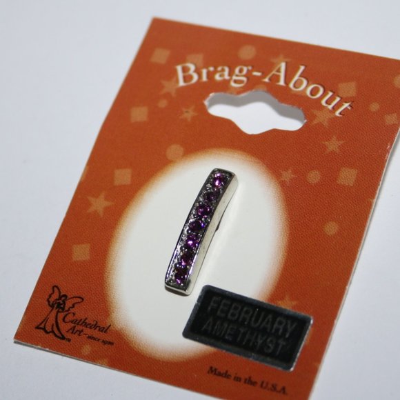 💜✨🔗 Brag Abouts Silver Pendant · February Birthstone · NWT - Picture 1 of 5